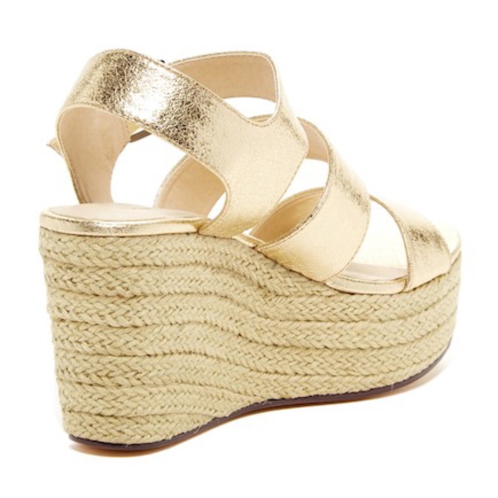 Metallic Gold Platform Wedge Sandal - Picture 2 of 8